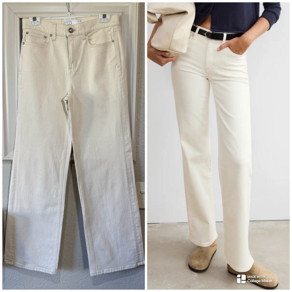 AYR‎ The Secret Sauce Straight Leg Pants Size 30 Cream Jeans Off White Denim EUC - Picture 4 of 16